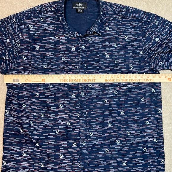 Brooklyn State Long Sleeve Button Up shirt blue red & white anchors mens Sz.4X - Picture 6 of 7